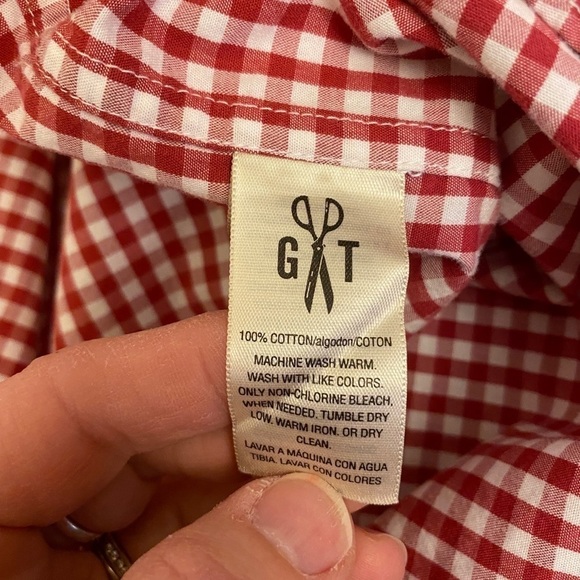 Goodthreads XL Mens Standard Long-Sleeve Gingham Plaid Poplin Shirt Red/White - Picture 5 of 5